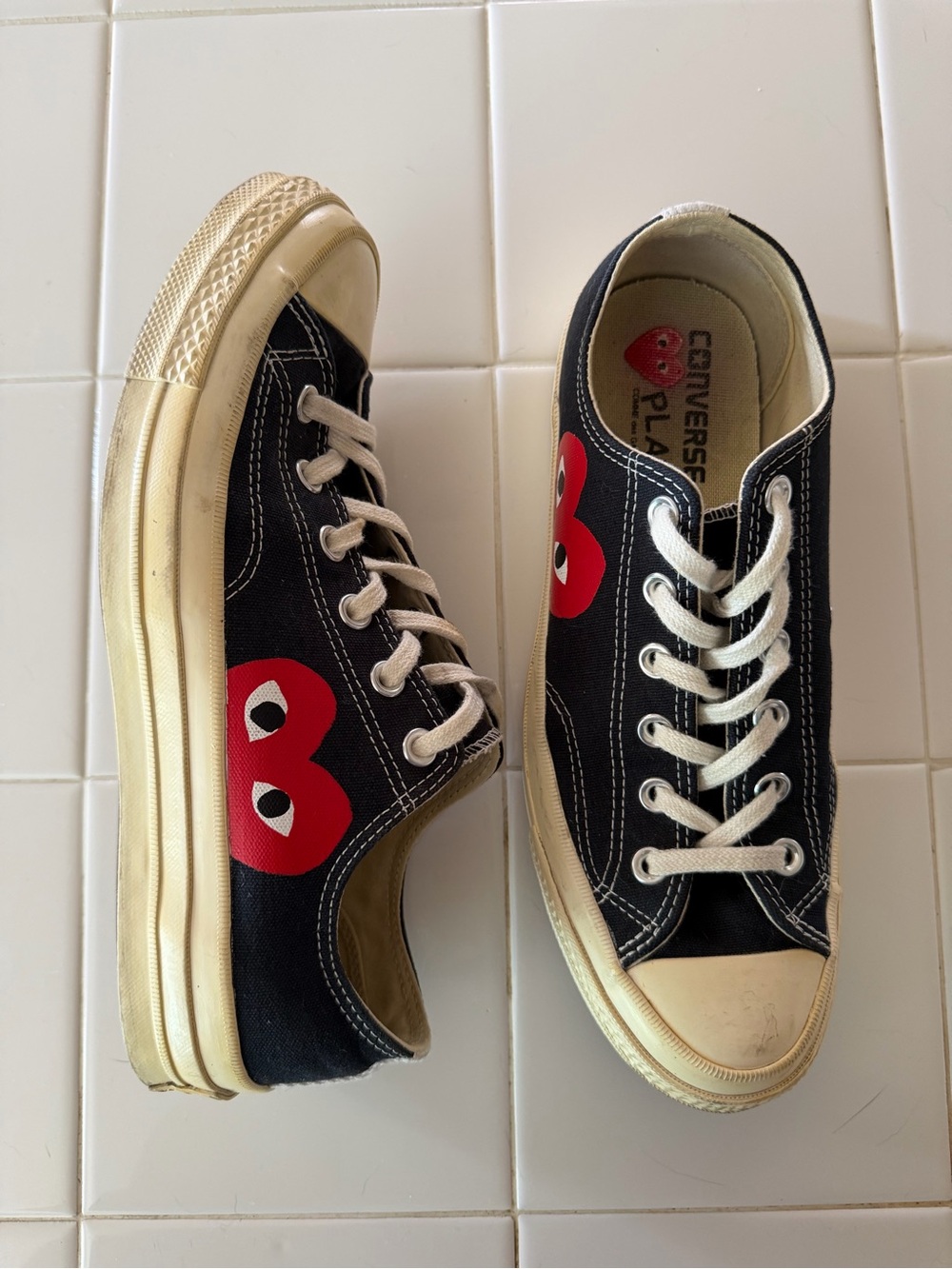 CDG PLAY Converse Chuck 70 Low Black Red Heart | Women 10 | Men 8